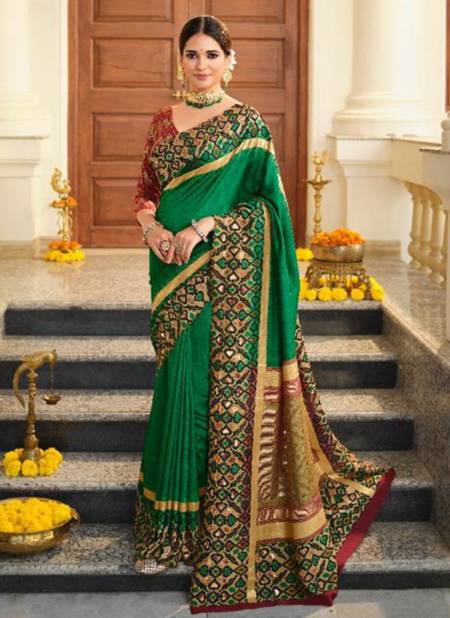 Dark Green Colour Fancy Festive Wear Designer Heavy Patola Silk Saree Collection 53708